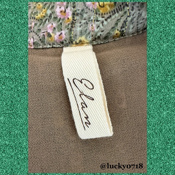 Elon for Rails NWOT Green Floral Smocked Waist Boho Blouse Sz S - Picture 5 of 6